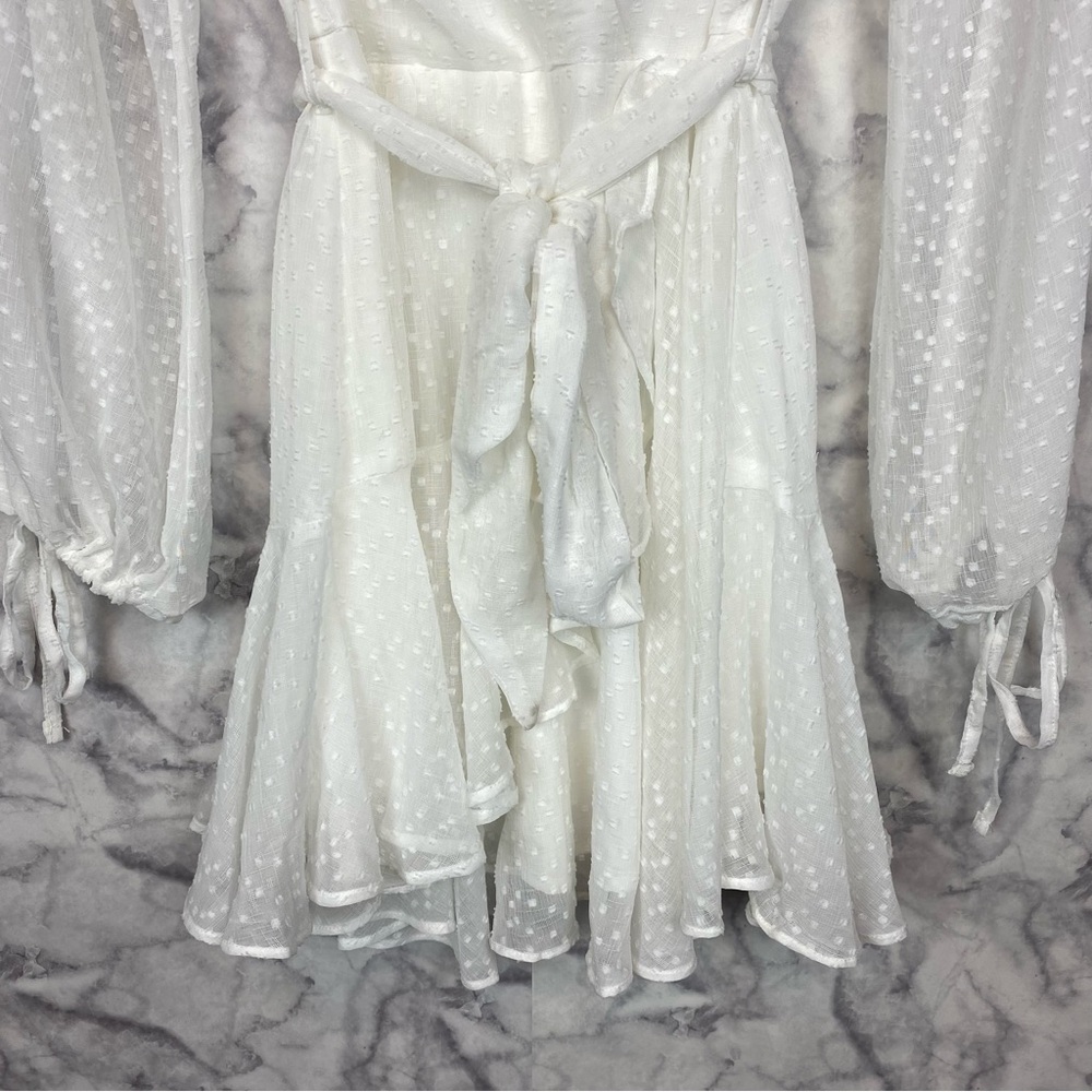 Saints + Secrets Wrap Dress with Sheer Sleeves - Picture 6 of 12
